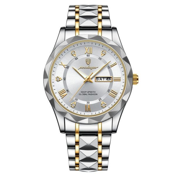 Premium Quality Quartz Watch | Poedagar 615 | Silver |